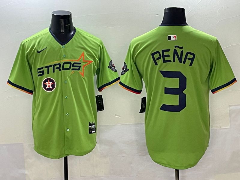Men Houston Astros #3 Pena Green three generations Joint Name 2025 Nike MLB Jersey style 12->houston astros->MLB Jersey